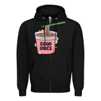 Black instant good vibes noodles Zipper Hoodie - MaliasSmallBusiness