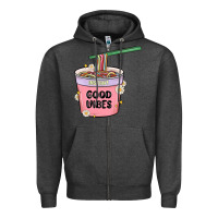 Charcoal Heather instant good vibes noodles Zipper Hoodie - MaliasSmallBusiness