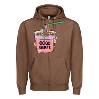 Chestnut instant good vibes noodles Zipper Hoodie - MaliasSmallBusiness