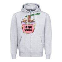 Heather Grey instant good vibes noodles Zipper Hoodie - MaliasSmallBusiness