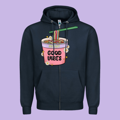 Zipper Hoodie instant good vibes noodles