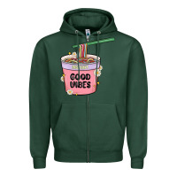 Sports Green instant good vibes noodles Zipper Hoodie - MaliasSmallBusiness