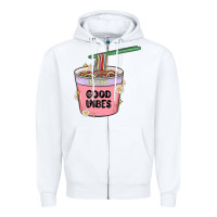 White instant good vibes noodles Zipper Hoodie - MaliasSmallBusiness