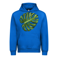 Cobalt Monstera Leaf Urban Hoodie - LillyAllenDesigns