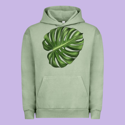 Monstera Leaf Urban Hoodie Designed By Lillyallendesigns