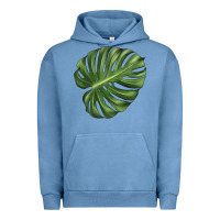 Pigment Pebble Blue Monstera Leaf Urban Hoodie - LillyAllenDesigns