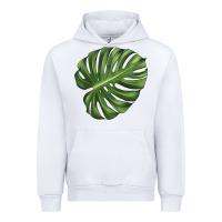 White Monstera Leaf Urban Hoodie - LillyAllenDesigns