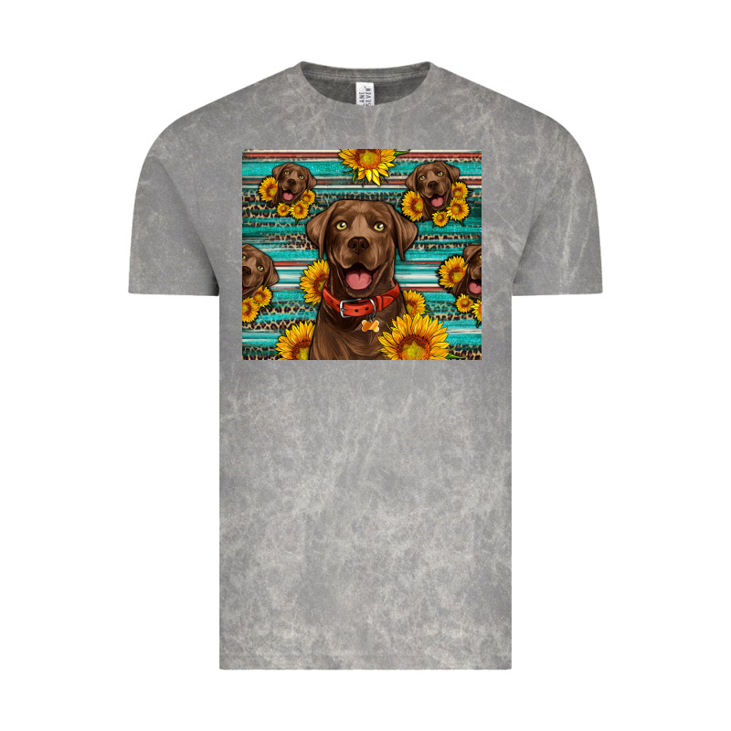 Chocolate Labrador With Sunflowers Western Vintage Tee by Artiststas | Teevron