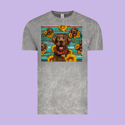 Chocolate Labrador With Sunflowers Western Vintage Tee Designed By Artiststas
