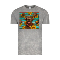 Cloud Rock Chocolate Labrador with sunflowers western Vintage Tee - Artiststas