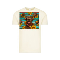 Vintage Arctic Chocolate Labrador with sunflowers western Vintage Tee - Artiststas