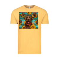 Vintage Mustard Chocolate Labrador with sunflowers western Vintage Tee - Artiststas
