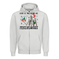 Dove Grey look at me being all festive and shit Zipper Hoodie - MaliasSmallBusiness