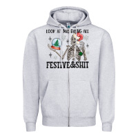 Heather Grey look at me being all festive and shit Zipper Hoodie - MaliasSmallBusiness