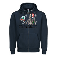 Navy look at me being all festive and shit Zipper Hoodie - MaliasSmallBusiness