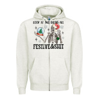 Oatmeal Heather look at me being all festive and shit Zipper Hoodie - MaliasSmallBusiness