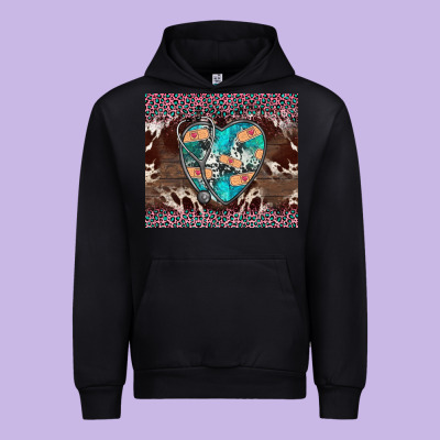 Western Nurse Stethoscope Pink Leopard Urban Hoodie Designed By Barkaloodesign