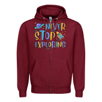 Burgundy never stop exploring Zipper Hoodie - MaliasSmallBusiness