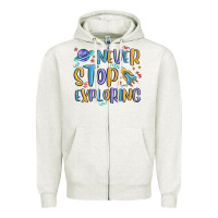 Oatmeal Heather never stop exploring Zipper Hoodie - MaliasSmallBusiness