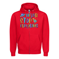 Red never stop exploring Zipper Hoodie - MaliasSmallBusiness