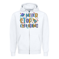 White never stop exploring Zipper Hoodie - MaliasSmallBusiness