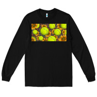 Black tennis ball with sunflower and racket  licence plato Long Sleeve Tee - BarkalooDesign