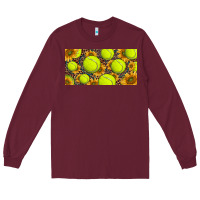 Burgundy tennis ball with sunflower and racket  licence plato Long Sleeve Tee - BarkalooDesign