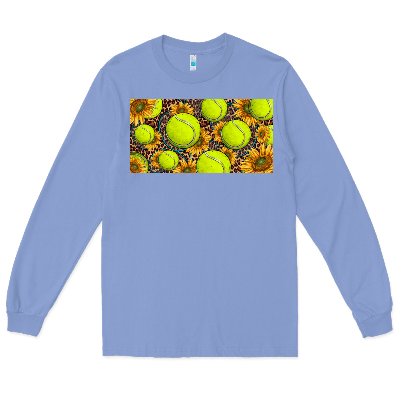 Tennis Ball With Sunflower And Racket  Licence Plato Long Sleeve Tee by BarkalooDesign | Teevron