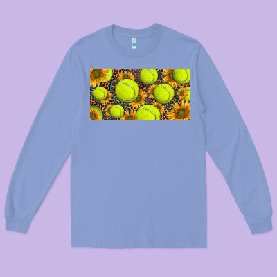 Tennis Ball With Sunflower And Racket  Licence Plato Long Sleeve Tee Designed By Barkaloodesign