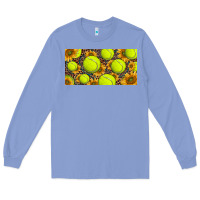Colony Blue tennis ball with sunflower and racket  licence plato Long Sleeve Tee - BarkalooDesign