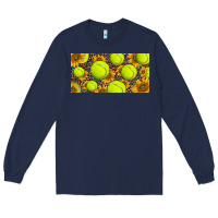 Navy tennis ball with sunflower and racket  licence plato Long Sleeve Tee - BarkalooDesign