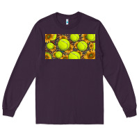 Plum tennis ball with sunflower and racket  licence plato Long Sleeve Tee - BarkalooDesign