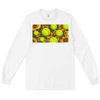 White tennis ball with sunflower and racket  licence plato Long Sleeve Tee - BarkalooDesign