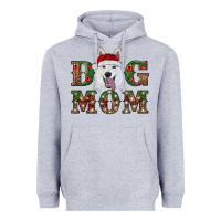 Heather Grey christmas  white shepherd dog mom Heavyweight Hoodie - RanaPortraitStore