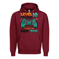 Burgundy level 10 unlocked awesome since 2013 Zipper Hoodie - MaliasSmallBusiness