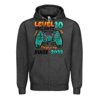 Charcoal Heather level 10 unlocked awesome since 2013 Zipper Hoodie - MaliasSmallBusiness