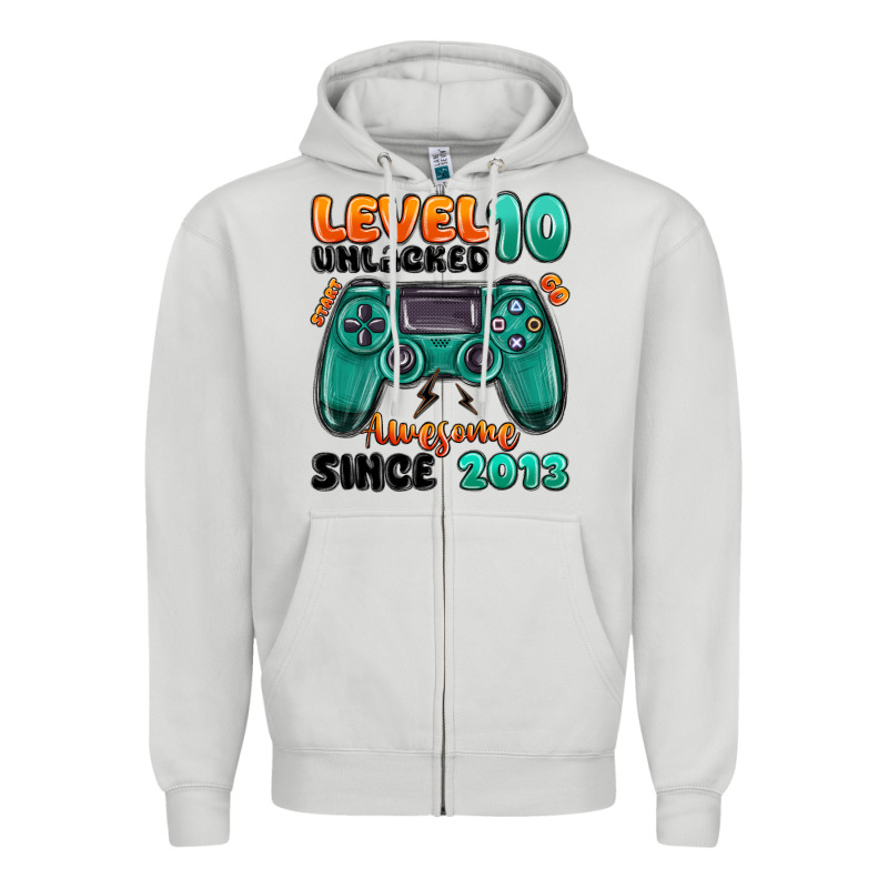 Level 10 Unlocked Awesome Since 2013 Zipper Hoodie by MaliasSmallBusiness | Teevron