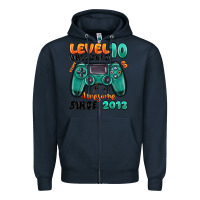 Navy level 10 unlocked awesome since 2013 Zipper Hoodie - MaliasSmallBusiness