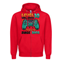Red level 10 unlocked awesome since 2013 Zipper Hoodie - MaliasSmallBusiness