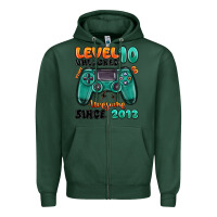 Sports Green level 10 unlocked awesome since 2013 Zipper Hoodie - MaliasSmallBusiness