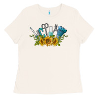 Bone nail tools with sunflower Ladies Tee - BarkalooDesign