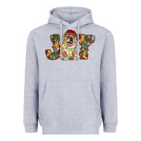 Heather Grey bulldog christmas joy Heavyweight Hoodie - RanaPortraitStore
