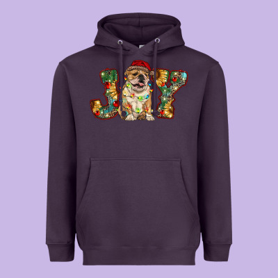 Bulldog Christmas Joy Heavyweight Hoodie Designed By Ranaportraitstore