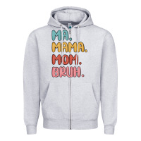 Heather Grey ma mama mom bruh Zipper Hoodie - MaliasSmallBusiness