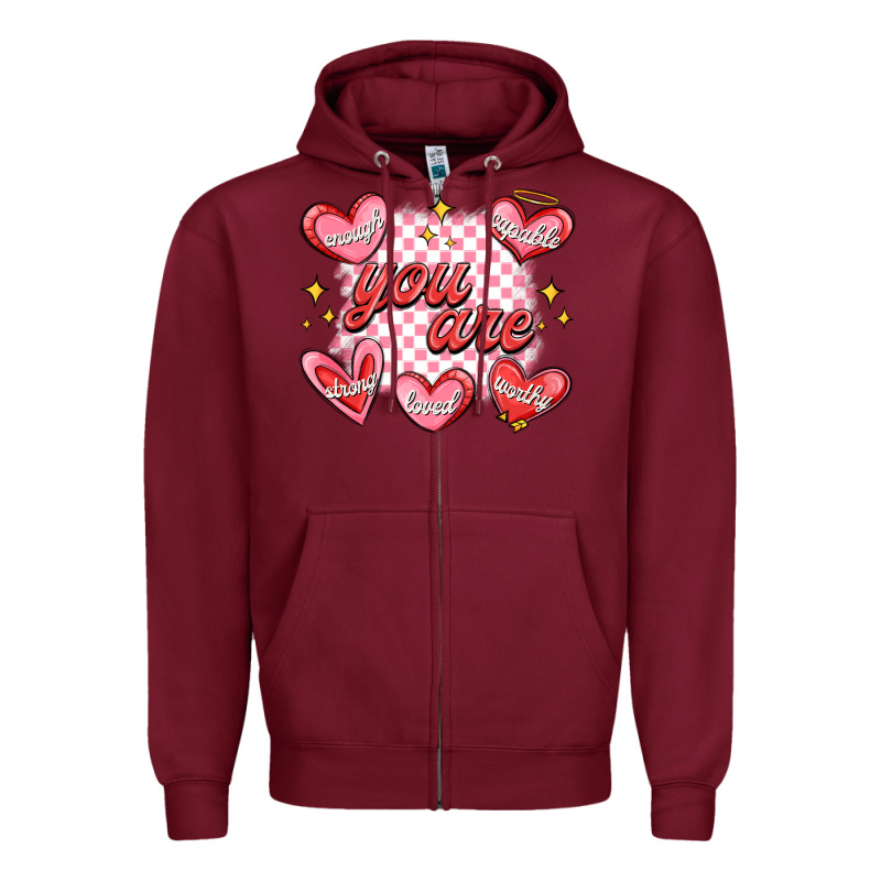 Valentines Day Positive Affirmations Zipper Hoodie by MaliasSmallBusiness | Teevron