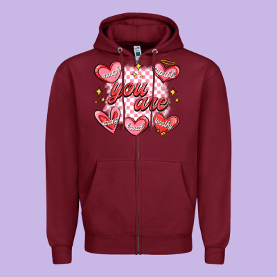 Zipper Hoodie valentines day positive affirmations