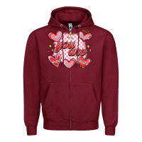 Burgundy valentines day positive affirmations Zipper Hoodie - MaliasSmallBusiness