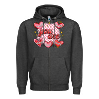 Charcoal Heather valentines day positive affirmations Zipper Hoodie - MaliasSmallBusiness
