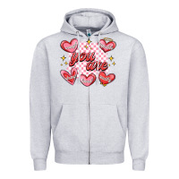Heather Grey valentines day positive affirmations Zipper Hoodie - MaliasSmallBusiness