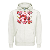 Oatmeal Heather valentines day positive affirmations Zipper Hoodie - MaliasSmallBusiness
